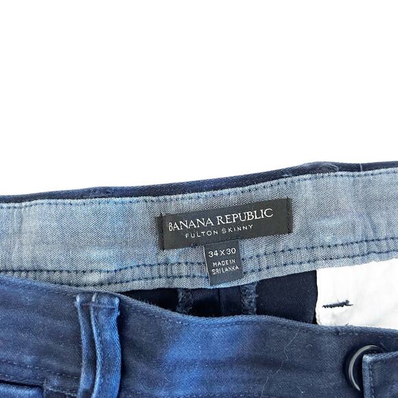 Banana Republic Navy Blue Fulton Skinny Pants Sz 34x30 - Picture 3 of 6